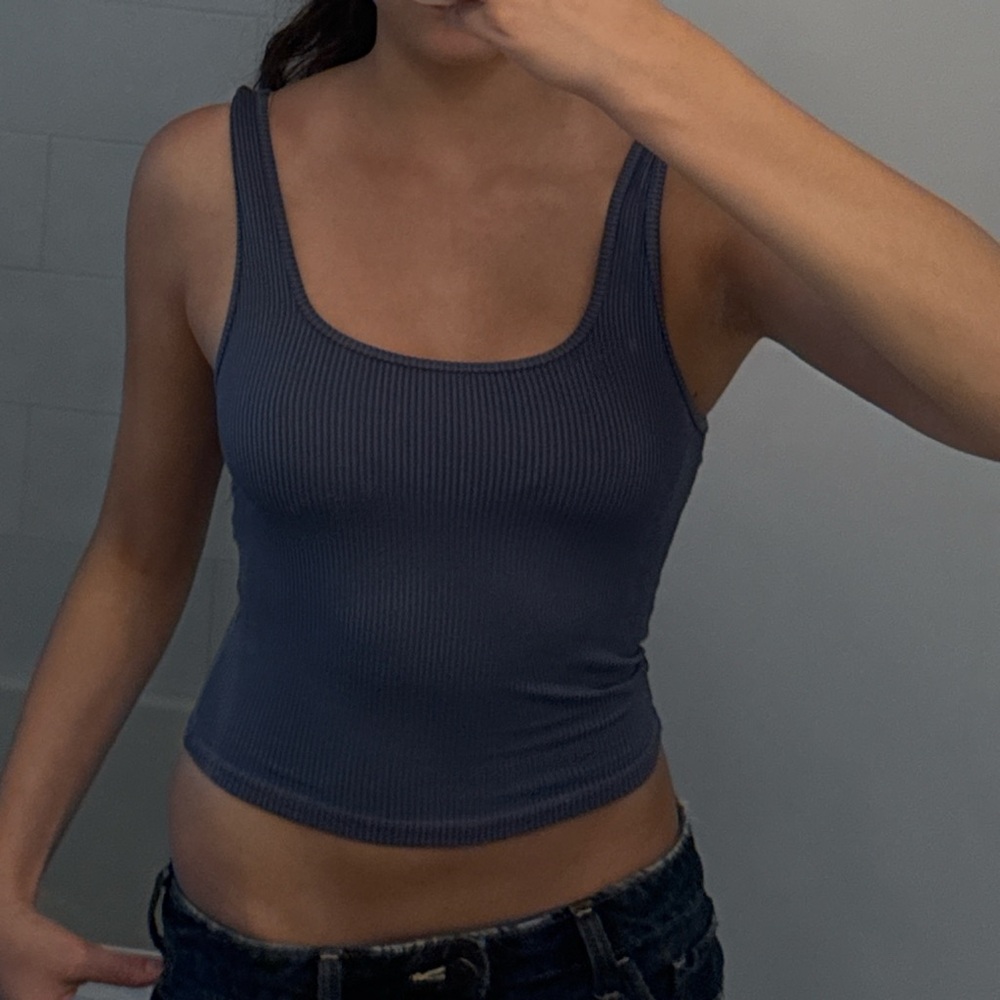 Hollister Blue Fitted Crop Tank Top